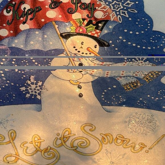 Christmas Holiday Decor Heavy Glass Light Up Let It Snow Snowman - Picture 2 of 9